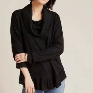 Anthropologie Maeve Addie Ruffled Hacci Pull Over Cowl Neck Sweater